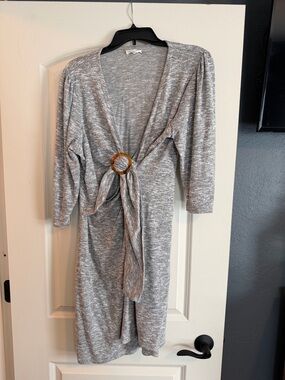 Gray Knit Cross Cinch Dress with Tortoiseshell Ring - Maurice’s